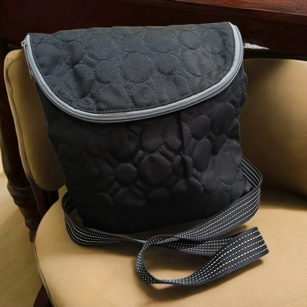 Thirty-One Black Quilted Crossbody Purse Bag Womans